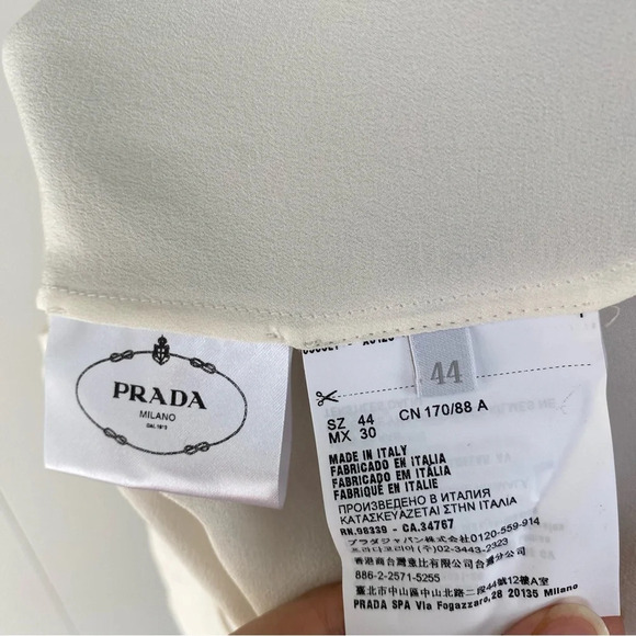 PRADA Silk Crepe De Chine Scalloped Hem Sleeveless Top Blouse Ivory Sz 44 Flaws* - Picture 12 of 16
